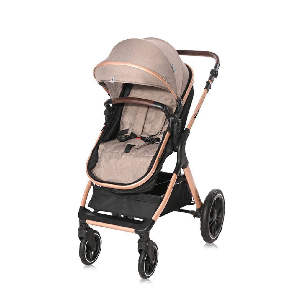 Carucior Lorelli Viola, Cos auto inclus, set adaptori, pana la 22 kg, Pearl Beige