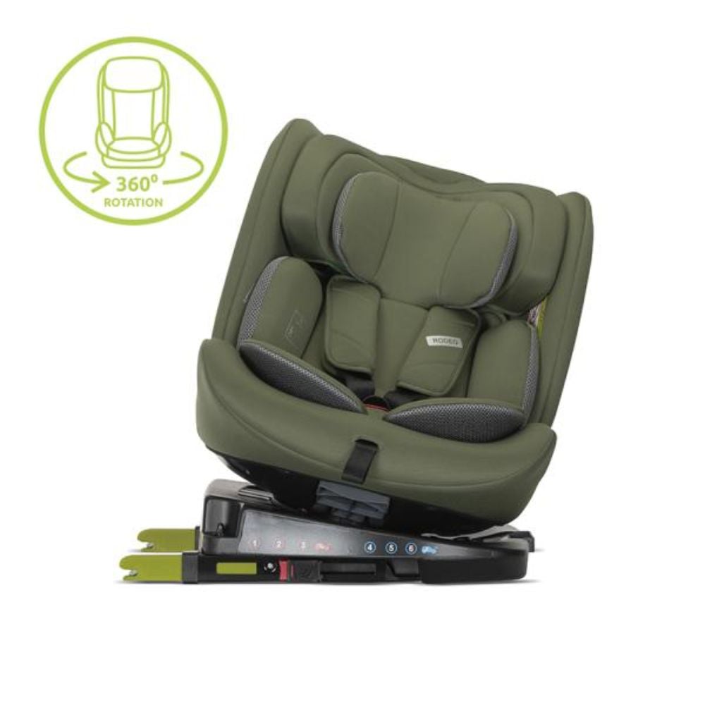 Scaun auto, Lorelli Rodeo, I-Size, Isofix, rotativ, 0 luni-12 ani, 40-150 cm, Green And Grey