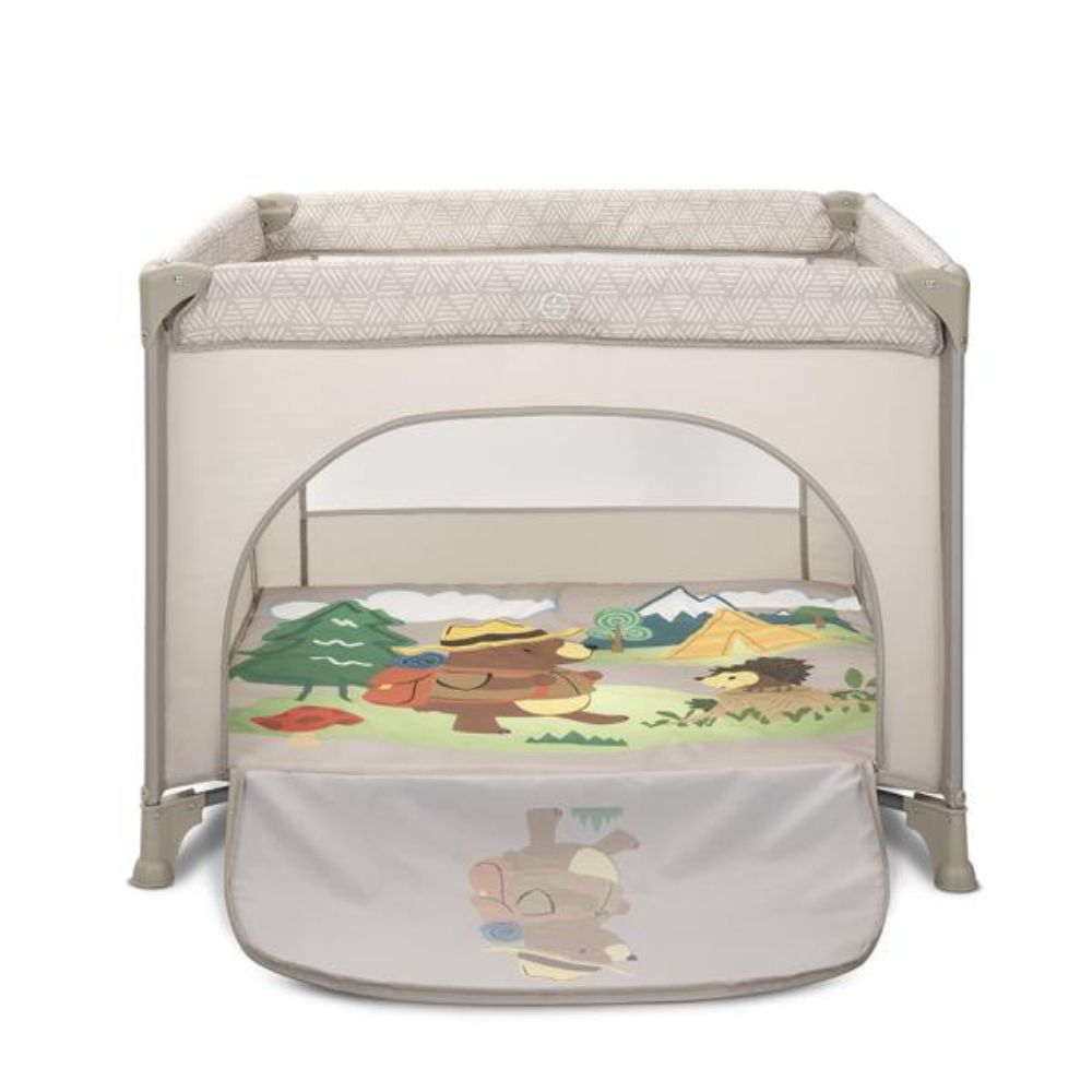 Tarc de joaca, Lorelli Play N Relax, 100 x 100 x 75 cm, deschidere laterala, geanta de transport, Beige Camping
