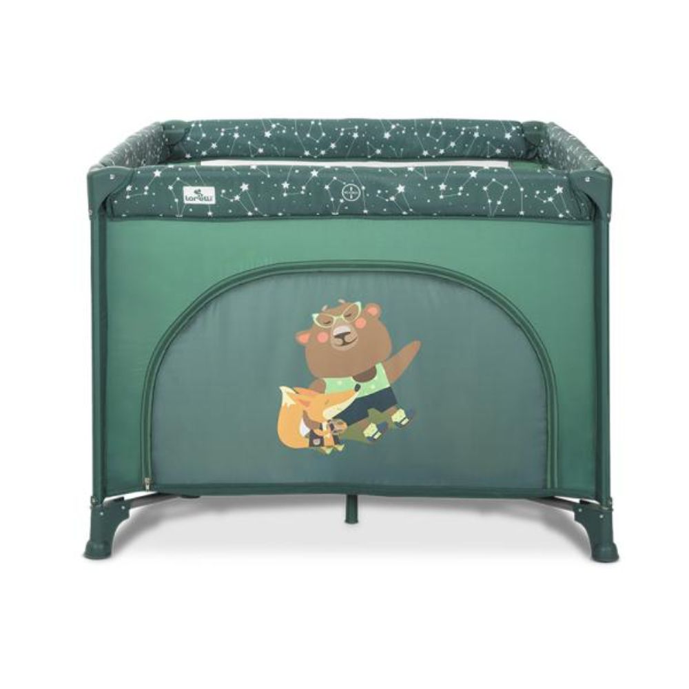 Tarc de joaca, Lorelli Play N Relax, 100 x 100 x 75 cm, deschidere laterala, geanta de transport, Green Night