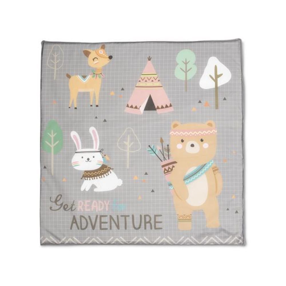 Tarc de joaca, Lorelli Play N Relax, 100 x 100 x 75 cm, deschidere laterala, geanta de transport, Grey Adventure