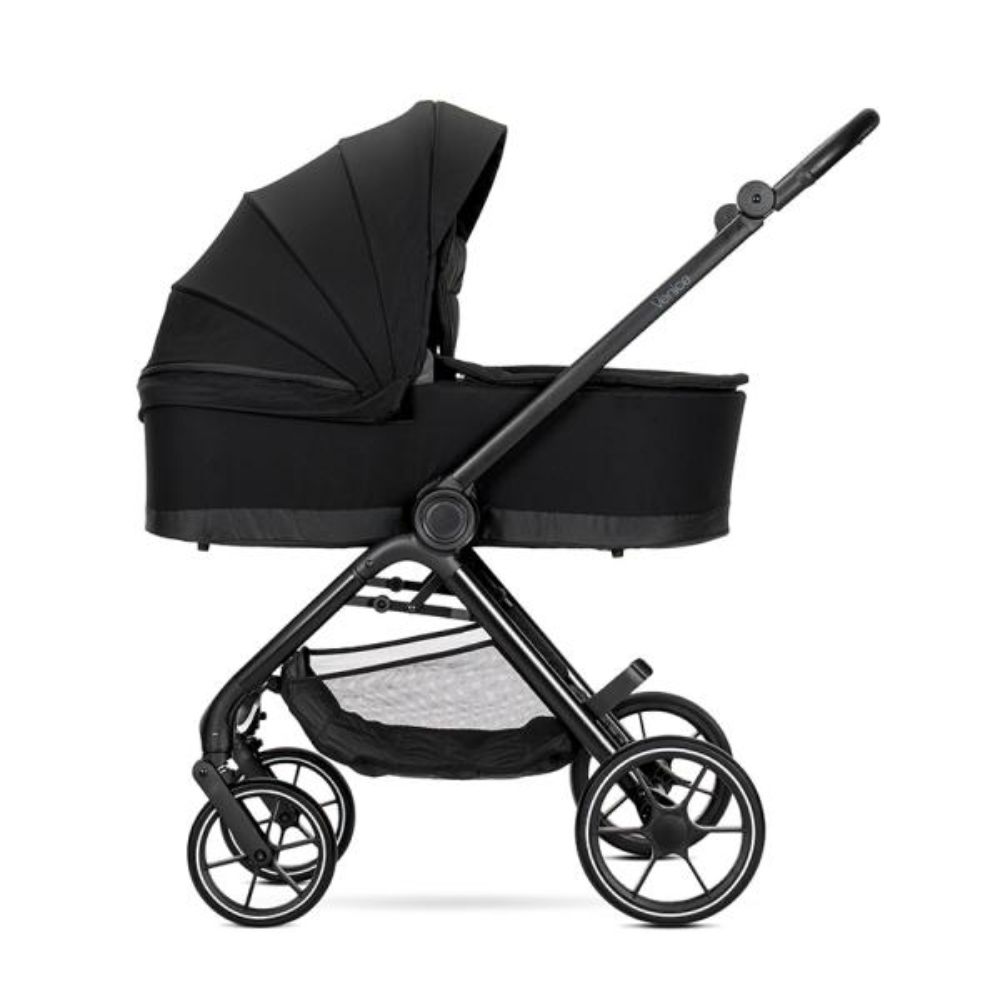 Carucior set 2 in 1, Lorelli Venice, cos landou individual, cadru din aluminiu, sezut reversibil, pana la 22 Kg, Black