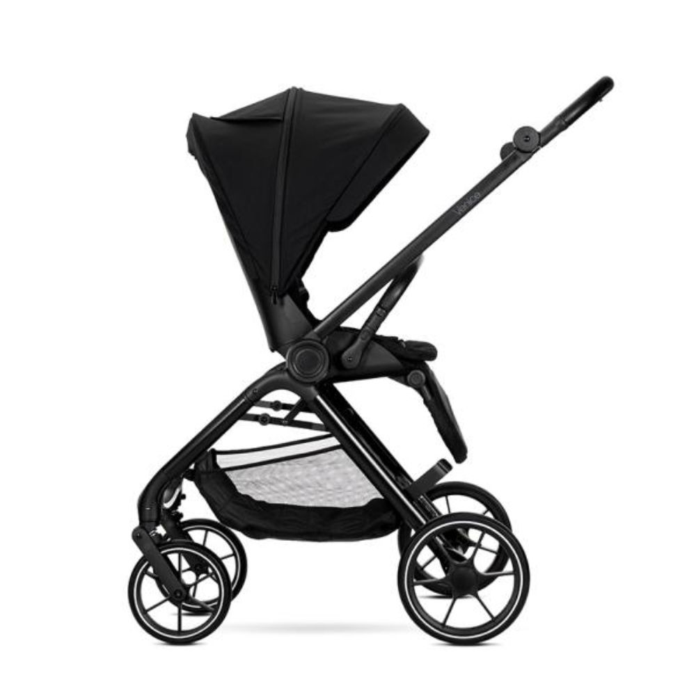 Carucior set 2 in 1, Lorelli Venice, cos landou individual, cadru din aluminiu, sezut reversibil, pana la 22 Kg, Black