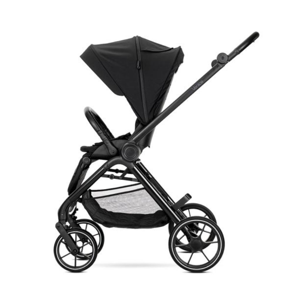 Carucior set 2 in 1, Lorelli Venice, cos landou individual, cadru din aluminiu, sezut reversibil, pana la 22 Kg, Black
