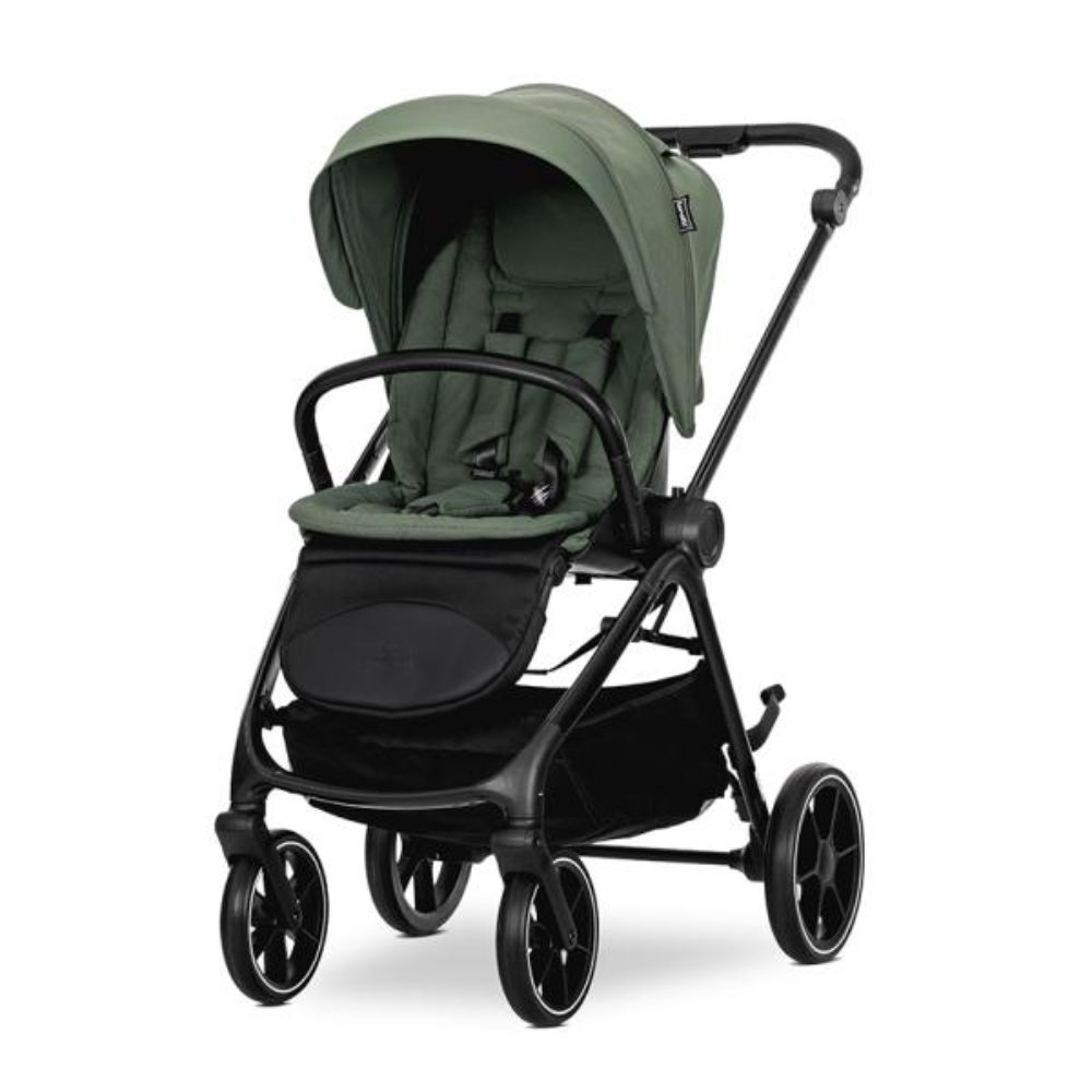 Carucior set 2 in 1, Lorelli Venice, cos landou individual, cadru din aluminiu, sezut reversibil, pana la 22 Kg, Green