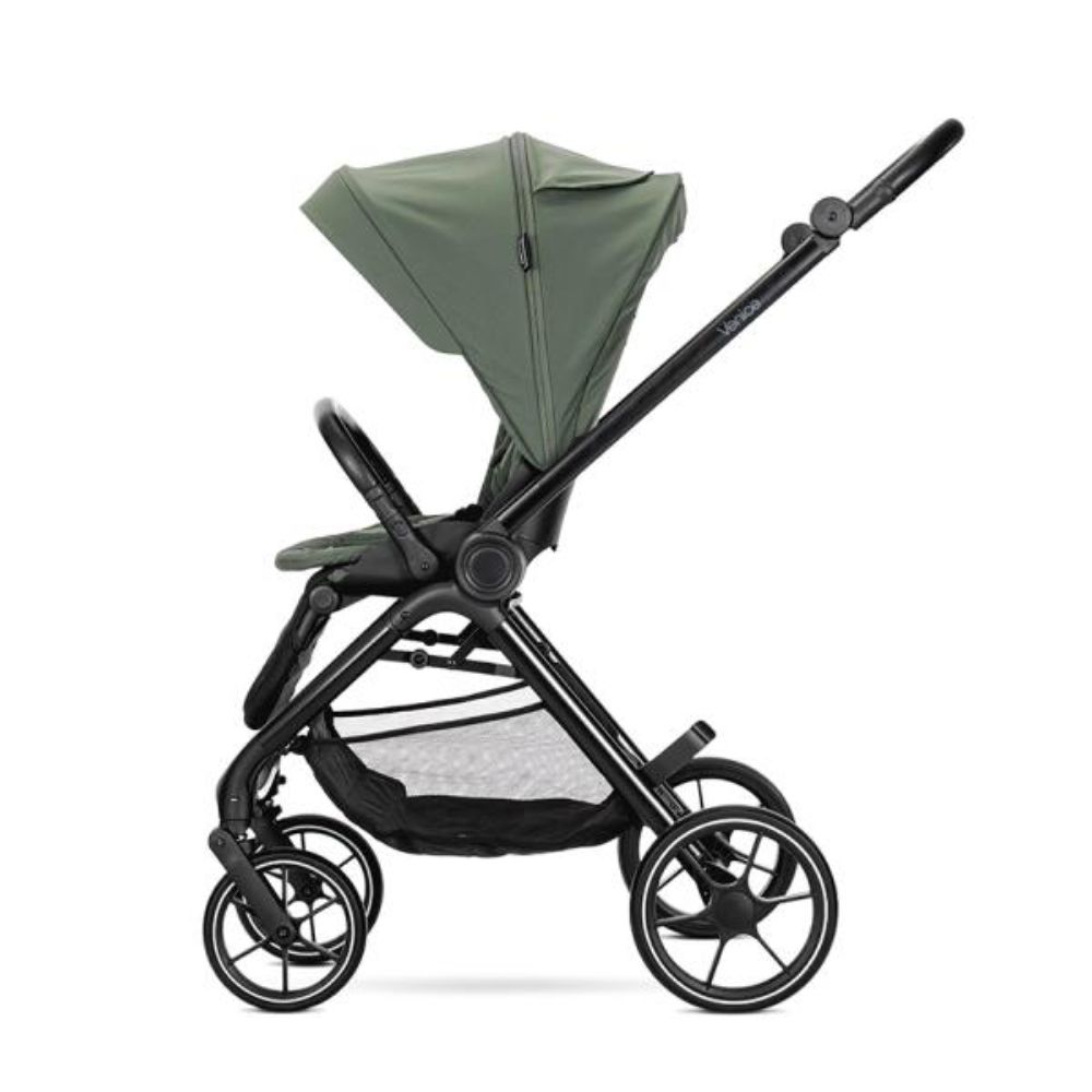 Carucior set 2 in 1, Lorelli Venice, cos landou individual, cadru din aluminiu, sezut reversibil, pana la 22 Kg, Green
