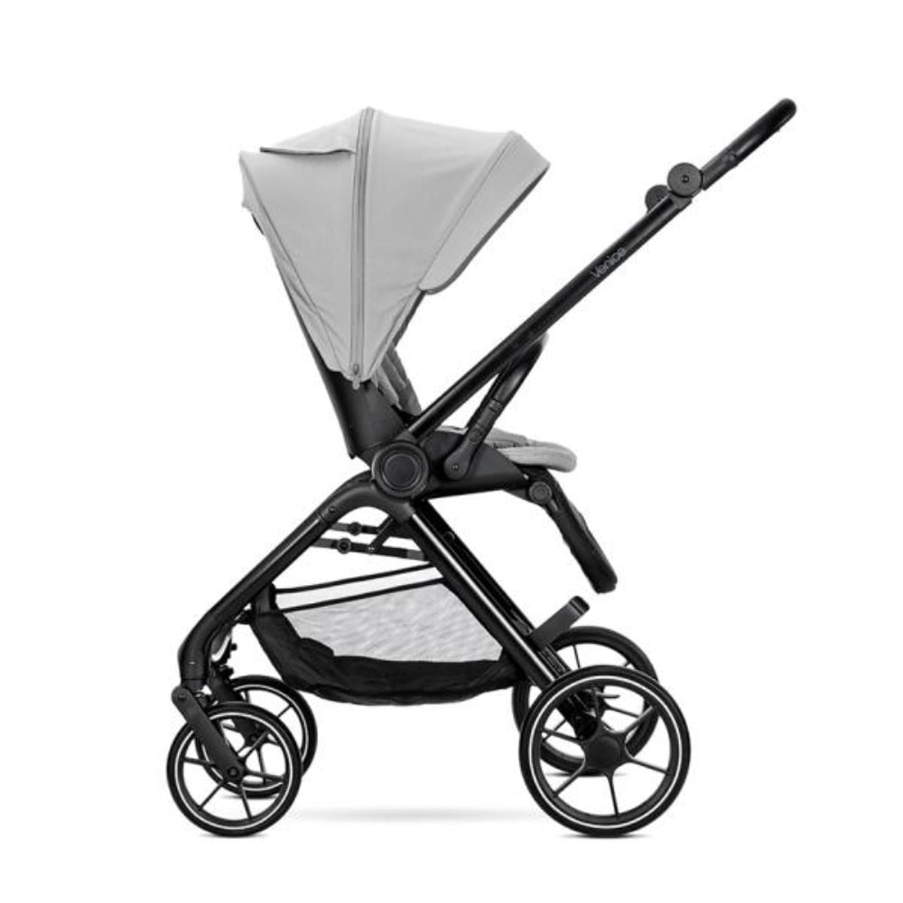 Carucior set 2 in 1, Lorelli Venice, cos landou individual, cadru din aluminiu, sezut reversibil, pana la 22 Kg, Grey