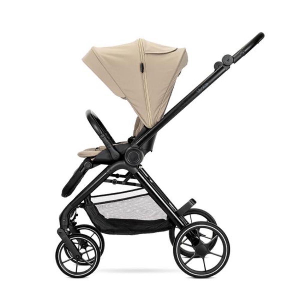 Carucior set 2 in 1, Lorelli Venice, cos landou individual, cadru din aluminiu, sezut reversibil, pana la 22 Kg, Beige