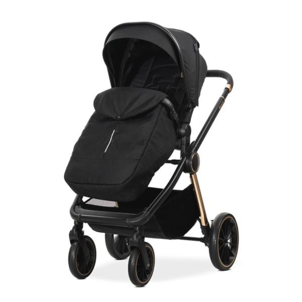Carucior set 2 in 1, Lorelli Bianca, cos landou individual cu maner de transport, cadru din aluminiu, pana la 22 kg, Black