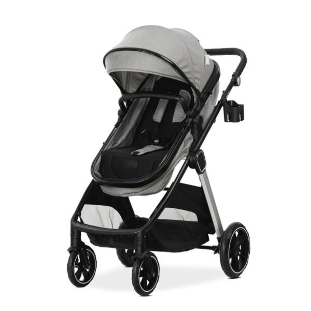 Carucior set 2 in 1, Lorelli Aspen, transformabil, set adaptori cos auto inclus, pana la 22 kg, Grey
