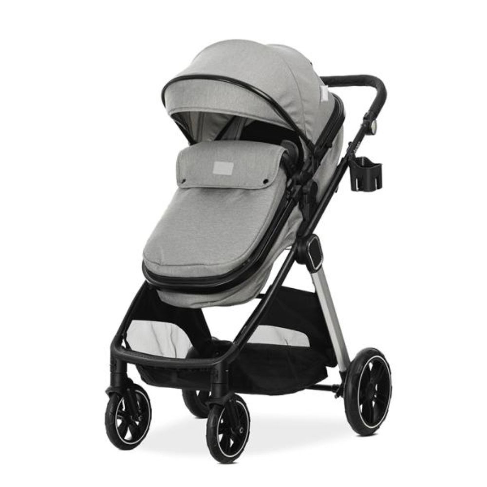 Carucior set 2 in 1, Lorelli Aspen, transformabil, set adaptori cos auto inclus, pana la 22 kg, Grey