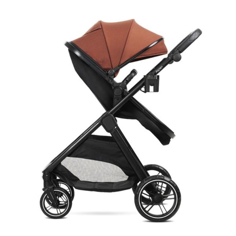 Carucior set 2 in 1, Lorelli Aspen, transformabil, set adaptori cos auto inclus, pana la 22 kg, Picante