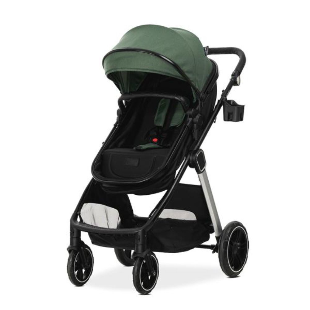 Carucior set 2 in 1, Lorelli Aspen, transformabil, set adaptori cos auto inclus, pana la 22 kg, Green