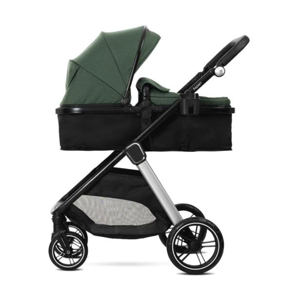 Carucior set 2 in 1, Lorelli Aspen, transformabil, set adaptori cos auto inclus, pana la 22 kg, Green
