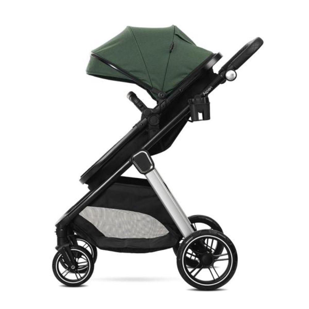 Carucior set 2 in 1, Lorelli Aspen, transformabil, set adaptori cos auto inclus, pana la 22 kg, Green