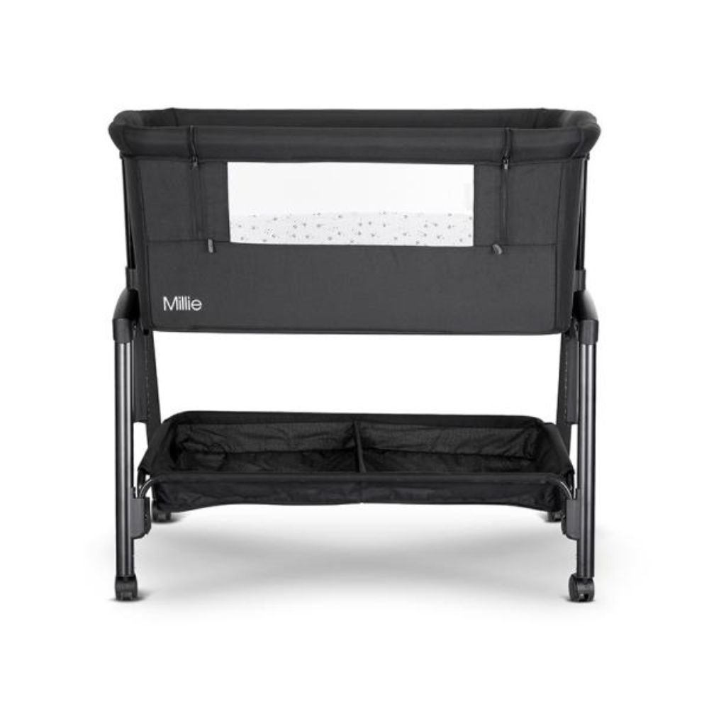 Patut Co Sleeper, Lorelli Millie, inaltime reglabila 7 pozitii, sistem antireflux, plasa de tantari, saltea inclusa, Black