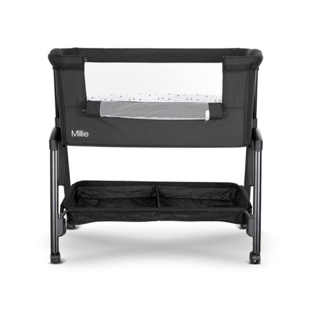 Patut Co Sleeper, Lorelli Millie, inaltime reglabila 7 pozitii, sistem antireflux, plasa de tantari, saltea inclusa, Black