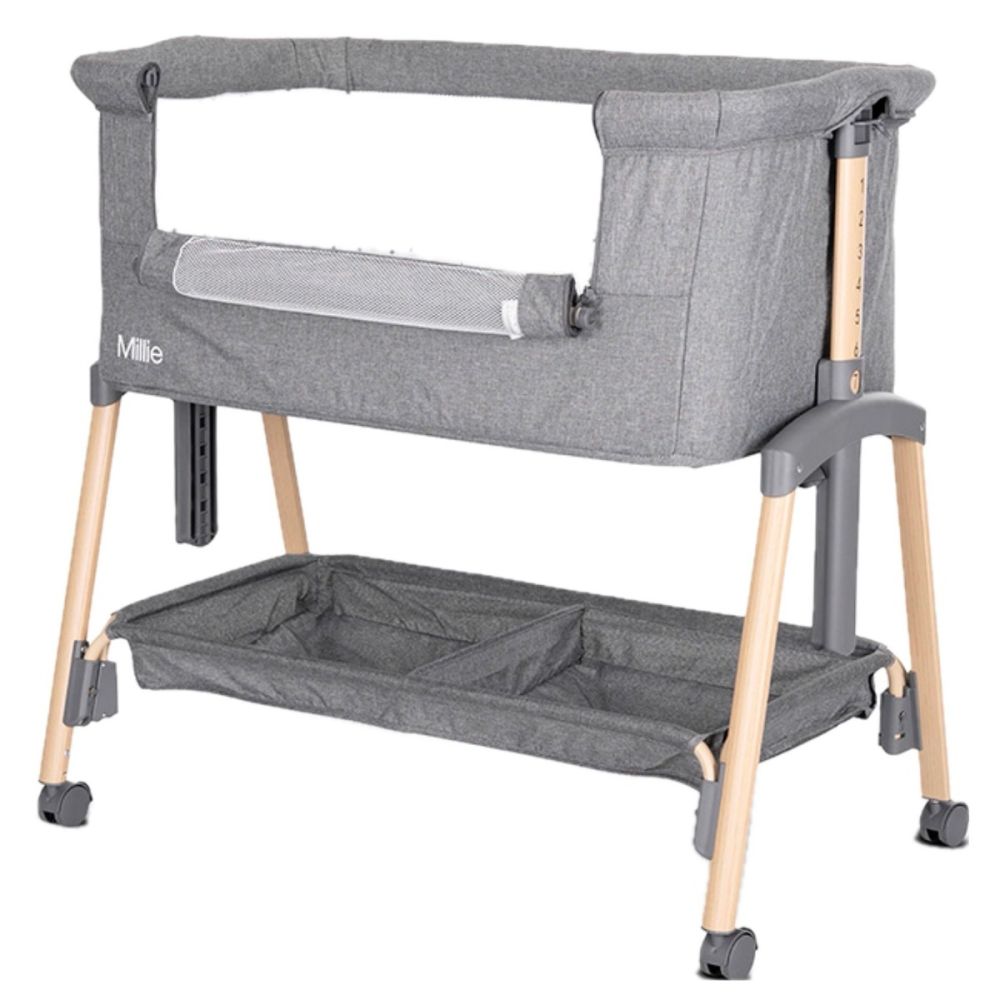 Patut Co Sleeper, Lorelli Millie, inaltime reglabila 7 pozitii, sistem antireflux, plasa de tantari, saltea inclusa, Grey