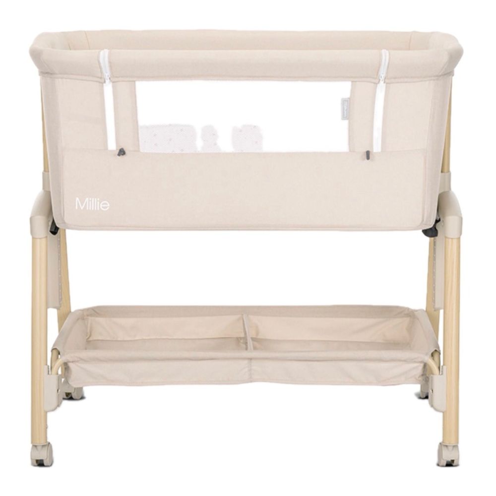 Patut Co Sleeper, Lorelli Millie, inaltime reglabila 7 pozitii, sistem antireflux, plasa de tantari, saltea inclusa, Beige