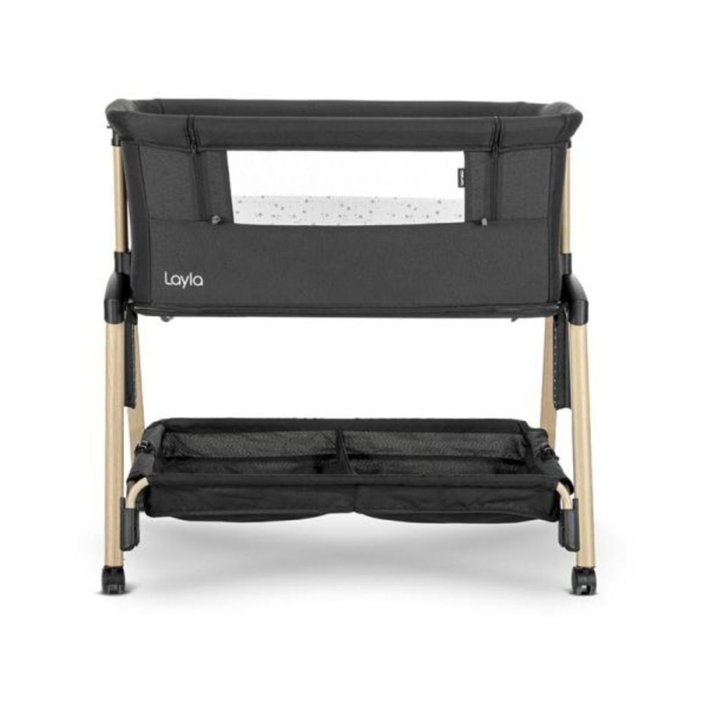 Patut Co sleeper copii, Lorelli Layla, 2 in 1, cu latura pliabila, reglabil pe inaltime, sistem anti-reflux, Black