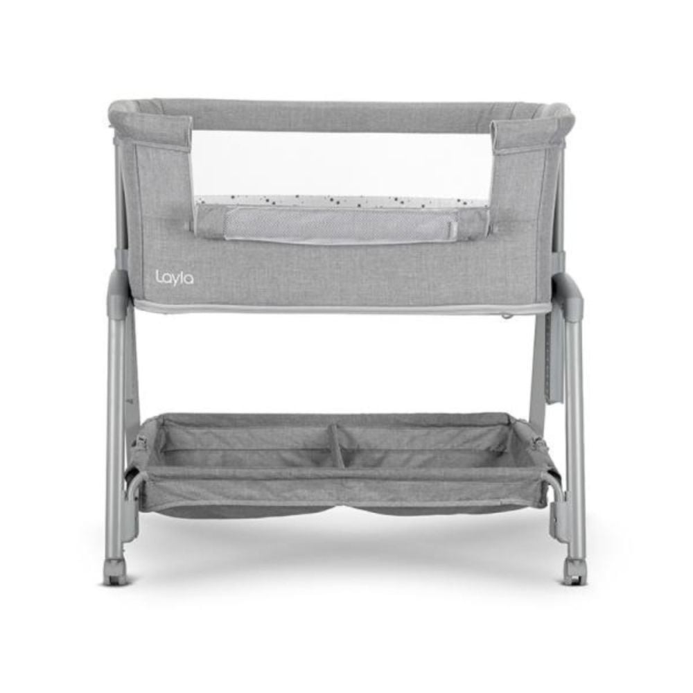 Patut Co sleeper copii, Lorelli Layla, 2 in 1, cu latura pliabila, reglabil pe inaltime, sistem anti-reflux, Grey