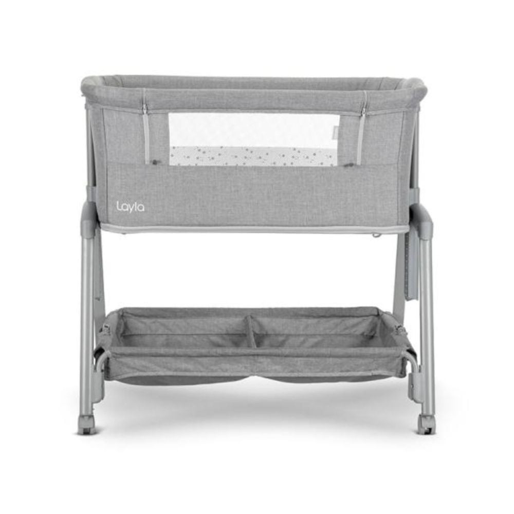 Patut Co sleeper copii, Lorelli Layla, 2 in 1, cu latura pliabila, reglabil pe inaltime, sistem anti-reflux, Grey
