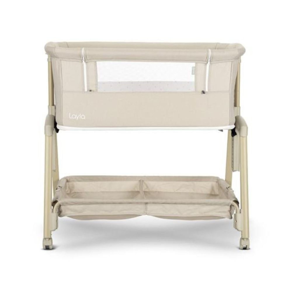 Patut Co sleeper copii, Lorelli Layla, 2 in 1, cu latura pliabila, reglabil pe inaltime, sistem anti-reflux, Beige