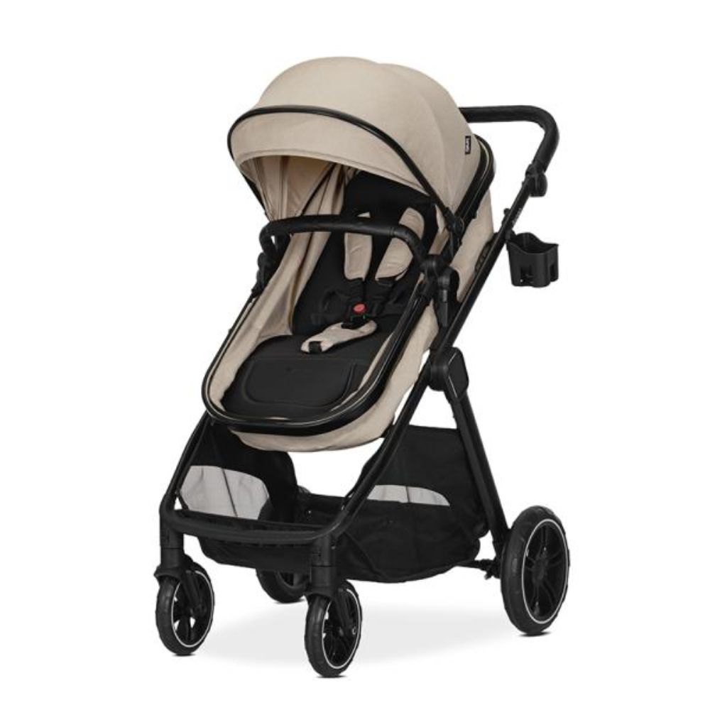 Carucior set 2 in 1, Lorelli Aspen, transformabil, set adaptori cos auto inclus, pana la 22 kg, Cappuccino
