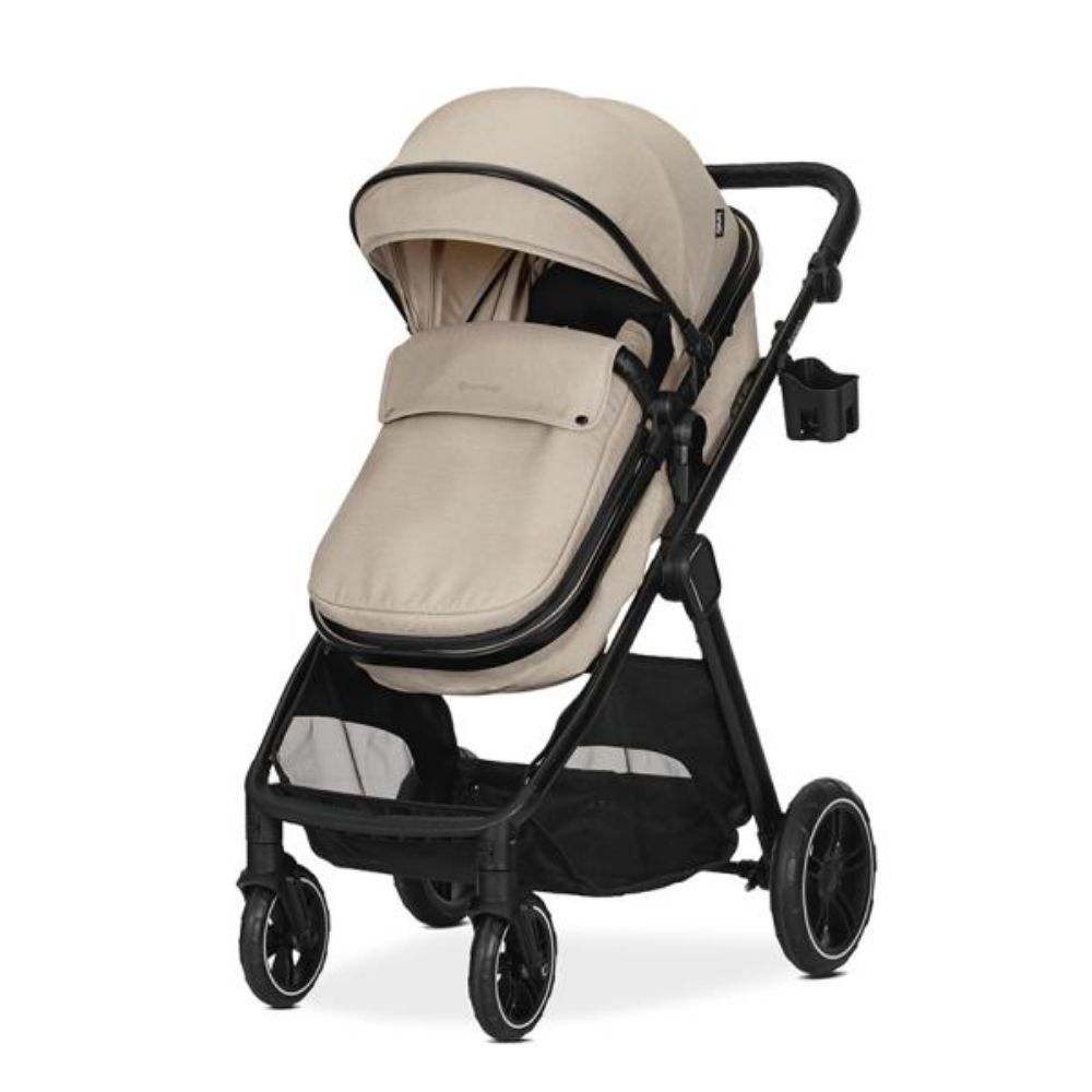 Carucior set 2 in 1, Lorelli Aspen, transformabil, set adaptori cos auto inclus, pana la 22 kg, Cappuccino