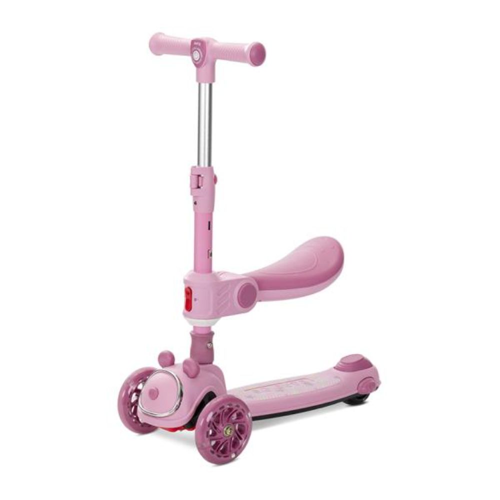 Trotineta pliabila, Lorelli Swiftie, pana la 50 kg, roti din silicon cu leduri colorate, Pink
