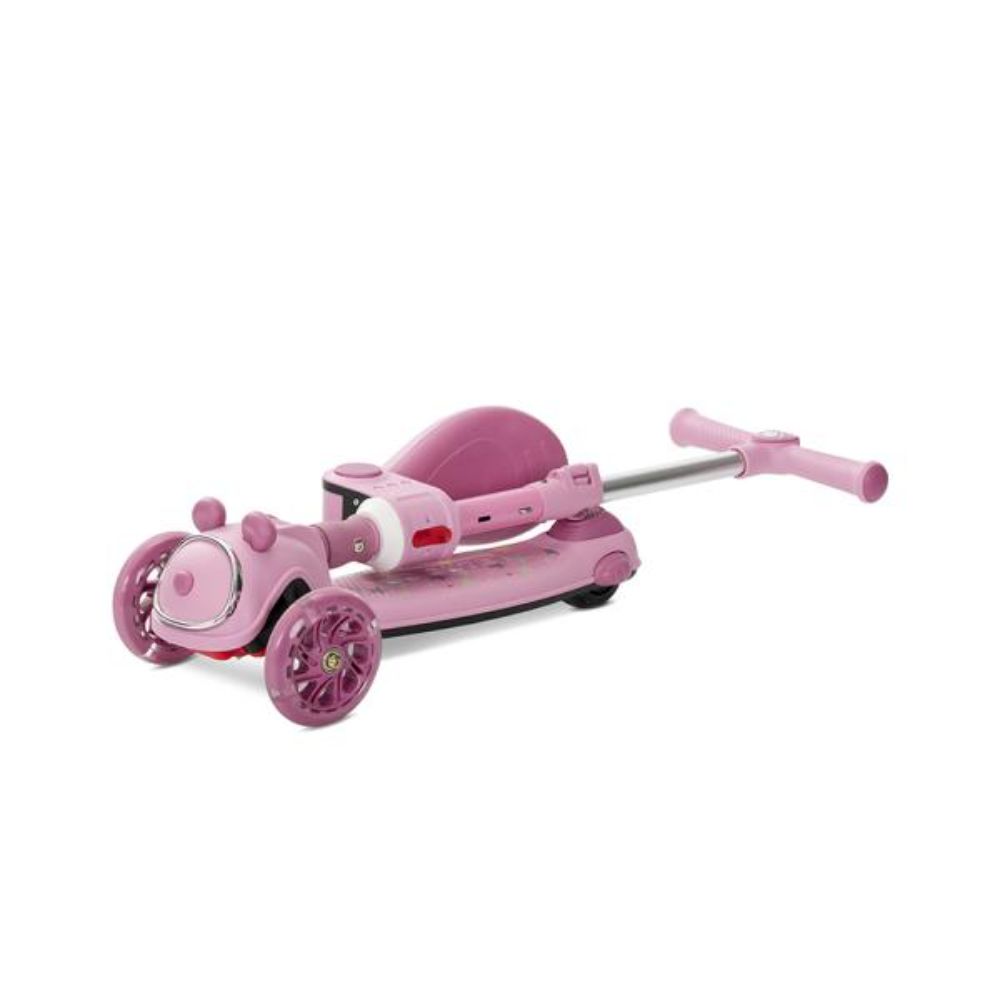 Trotineta pliabila, Lorelli Swiftie, pana la 50 kg, roti din silicon cu leduri colorate, Pink