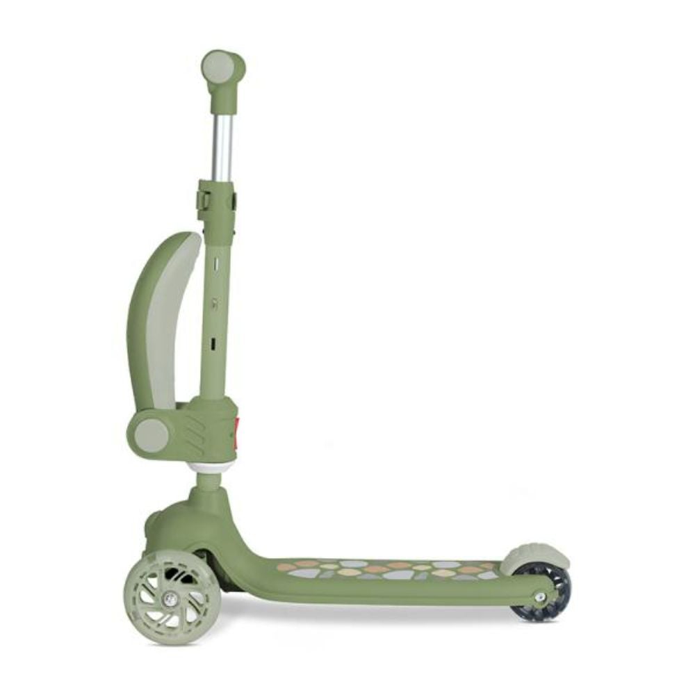 Trotineta, Lorelli Jetster Plus, pana la 20 kg, scaun pliabil si reglabil 4 pozitii, roti din silicon cu leduri colorate, Green