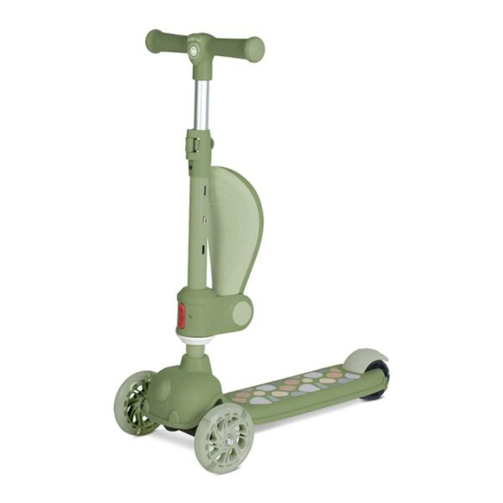Trotineta, Lorelli Jetster Plus, pana la 20 kg, scaun pliabil si reglabil 4 pozitii, roti din silicon cu leduri colorate, Green