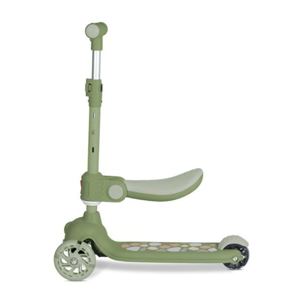 Trotineta, Lorelli Jetster Plus, pana la 20 kg, scaun pliabil si reglabil 4 pozitii, roti din silicon cu leduri colorate, Green