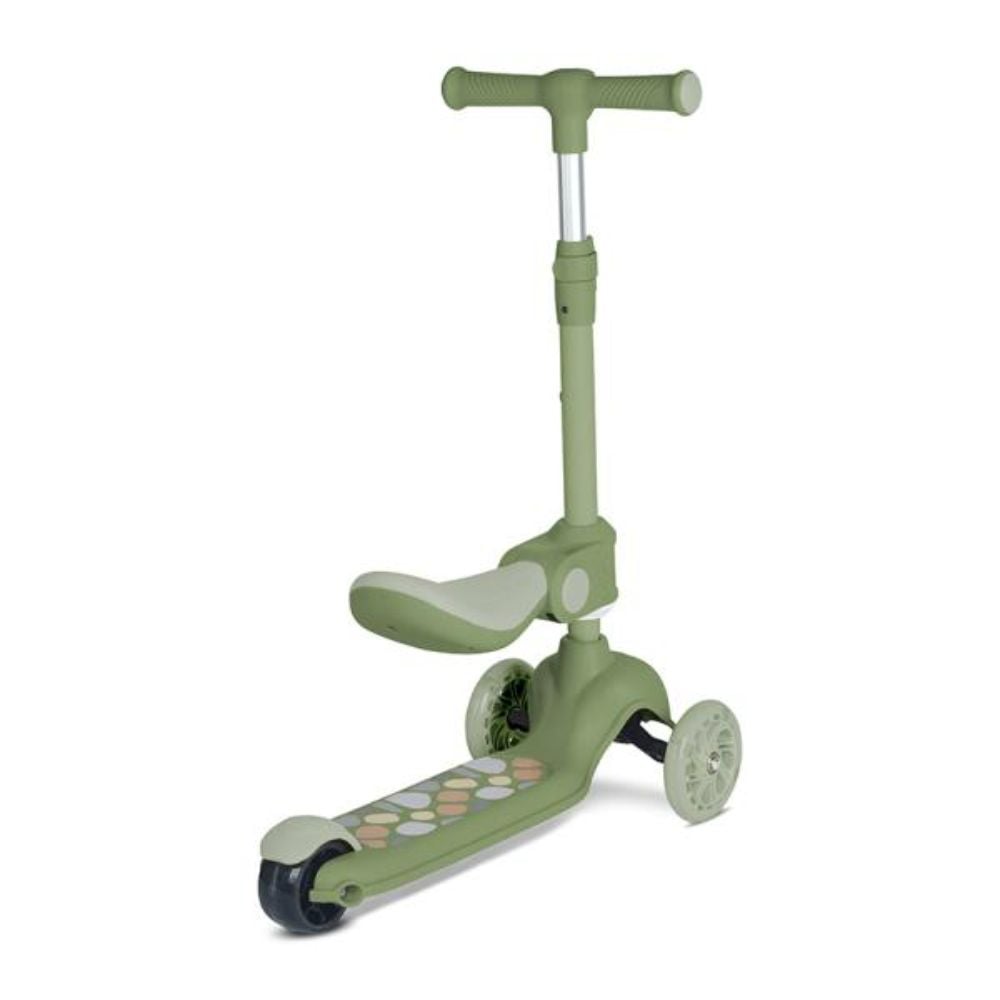 Trotineta, Lorelli Jetster Plus, pana la 20 kg, scaun pliabil si reglabil 4 pozitii, roti din silicon cu leduri colorate, Green
