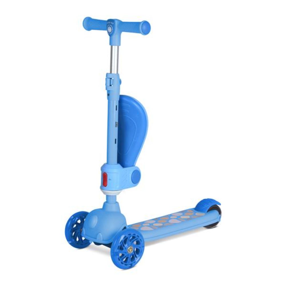 Trotineta, Lorelli Jetster Plus, pana la 20 kg, scaun pliabil si reglabil 4 pozitii, roti din silicon cu leduri colorate, Blue