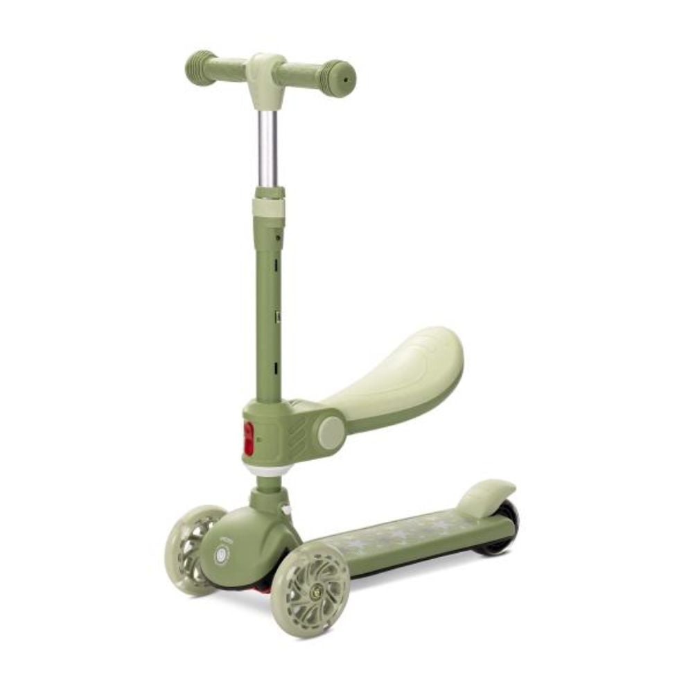Trotineta, Lorelli Speedster, pana la 50 kg, scaun pliabil si reglabil, maner reglabil, roti cu leduri, frana de picior, Green