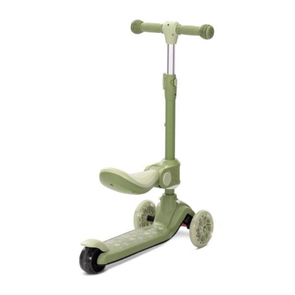 Trotineta, Lorelli Speedster, pana la 50 kg, scaun pliabil si reglabil, maner reglabil, roti cu leduri, frana de picior, Green