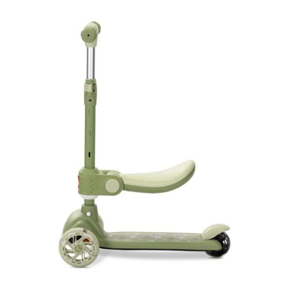 Trotineta, Lorelli Speedster, pana la 50 kg, scaun pliabil si reglabil, maner reglabil, roti cu leduri, frana de picior, Green
