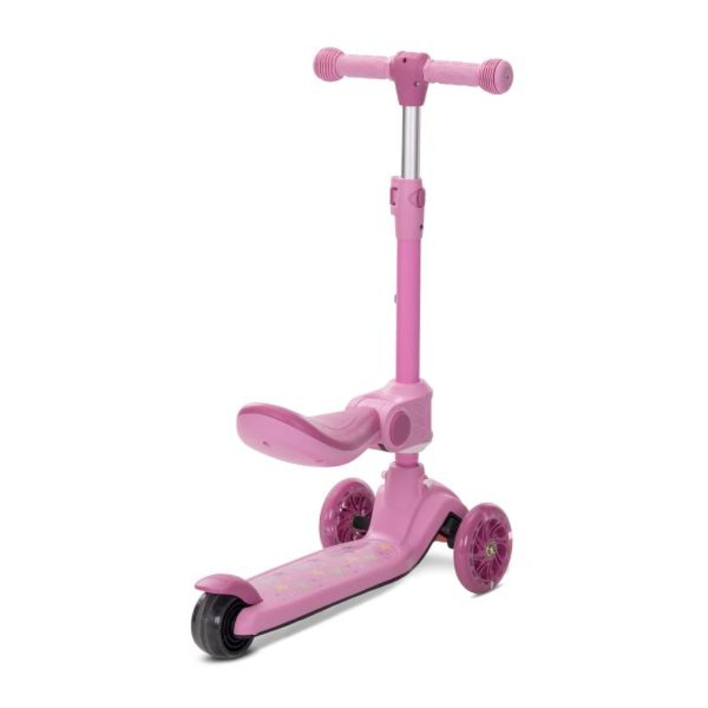 Trotineta, Lorelli Speedster, pana la 50 kg, scaun pliabil si reglabil, maner reglabil, roti cu leduri, frana de picior, Pink