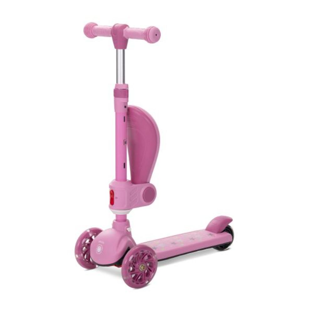 Trotineta, Lorelli Speedster, pana la 50 kg, scaun pliabil si reglabil, maner reglabil, roti cu leduri, frana de picior, Pink