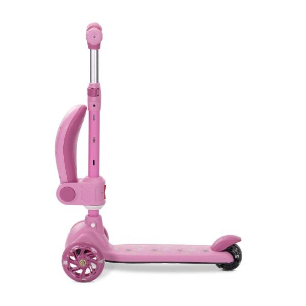 Trotineta, Lorelli Speedster, pana la 50 kg, scaun pliabil si reglabil, maner reglabil, roti cu leduri, frana de picior, Pink