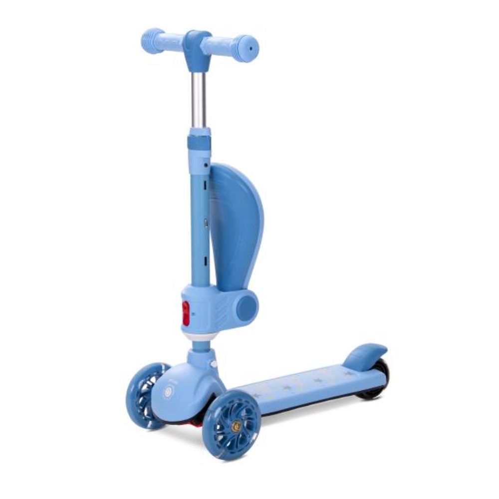 Trotineta, Lorelli Speedster, pana la 50 kg, scaun pliabil si reglabil, maner reglabil, roti cu leduri, frana de picior, Blue