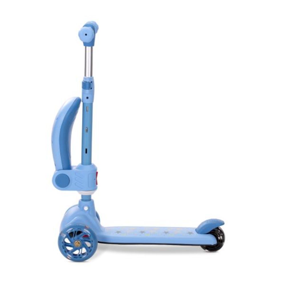 Trotineta, Lorelli Speedster, pana la 50 kg, scaun pliabil si reglabil, maner reglabil, roti cu leduri, frana de picior, Blue