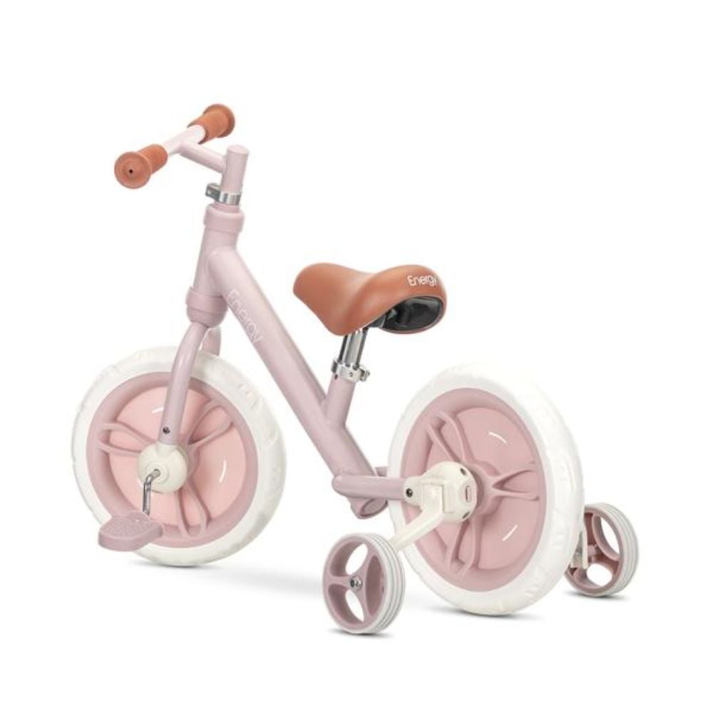 Bicicleta de echilibru 2 in 1, Lorelli Energy, include pedale si roti auxiliare, Pink