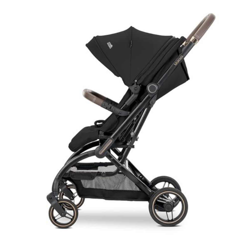 Carucior pentru nou-nascut, Lorelli Makaya, cu scaun rotativ 360 grade, cadru din aluminiu, pana la 22 kg, Black