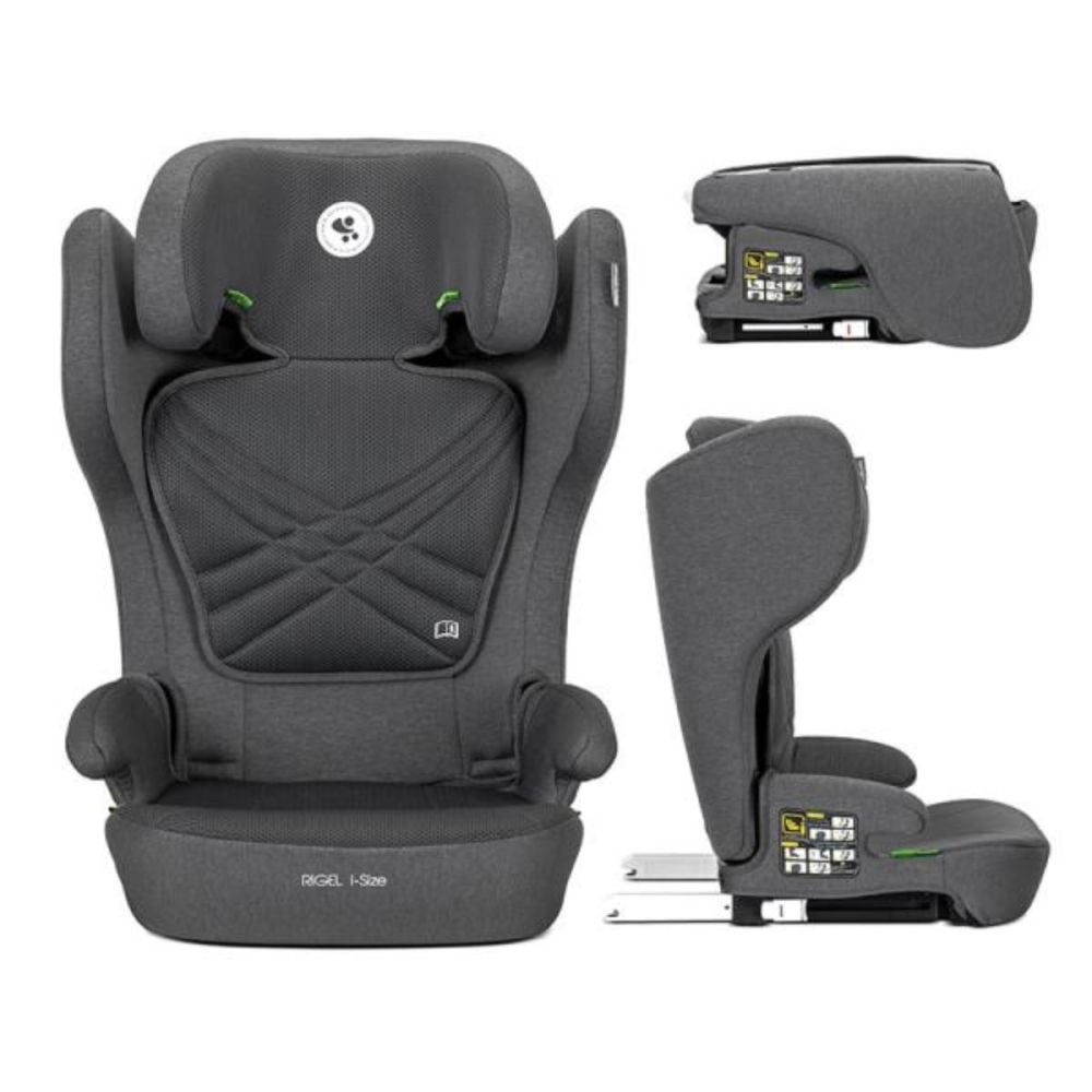 Scaun auto, Lorelli Rigel, I-Size, Isofix, pliabil pentru depozitare usoara, tetiera reglabila, 100-150 cm, Grey