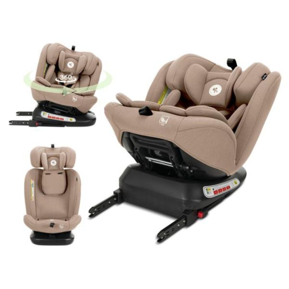 Scaun auto, Lorelli Capella, I-Size, Isofix, rotativ 360 grade, spatar reglabil 4 Pozitii, tetiera reglabila, 40-150 cm, Beige