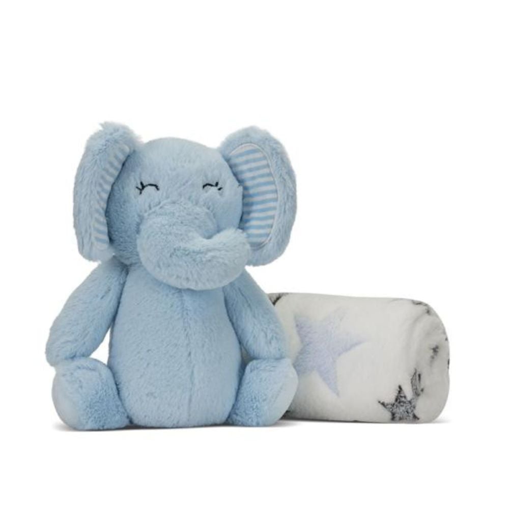 Paturica moale cu jucarie din plus, Lorelli Nappy, 90 x 75 cm, Elefant, Blue