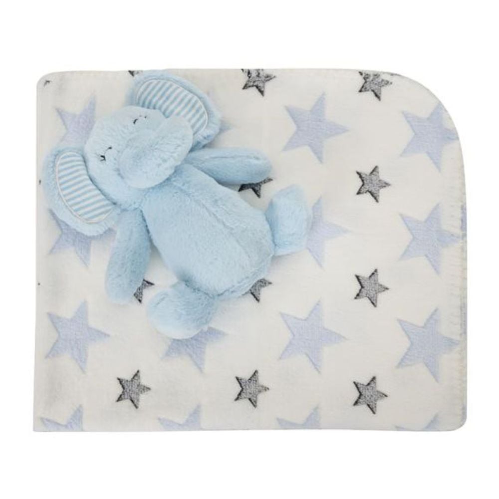 Paturica moale cu jucarie din plus, Lorelli Nappy, 90 x 75 cm, Elefant, Blue